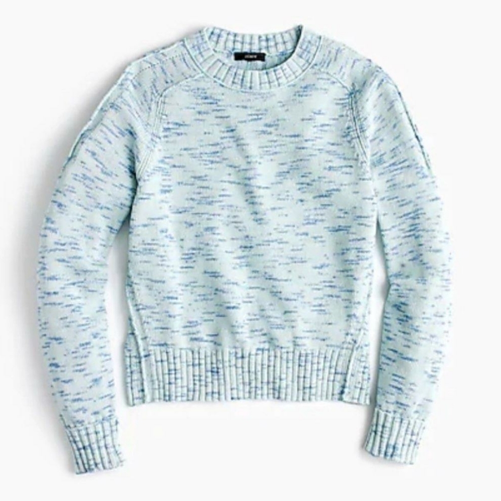 J Crew Speckled Cotton Sweater, Blue S